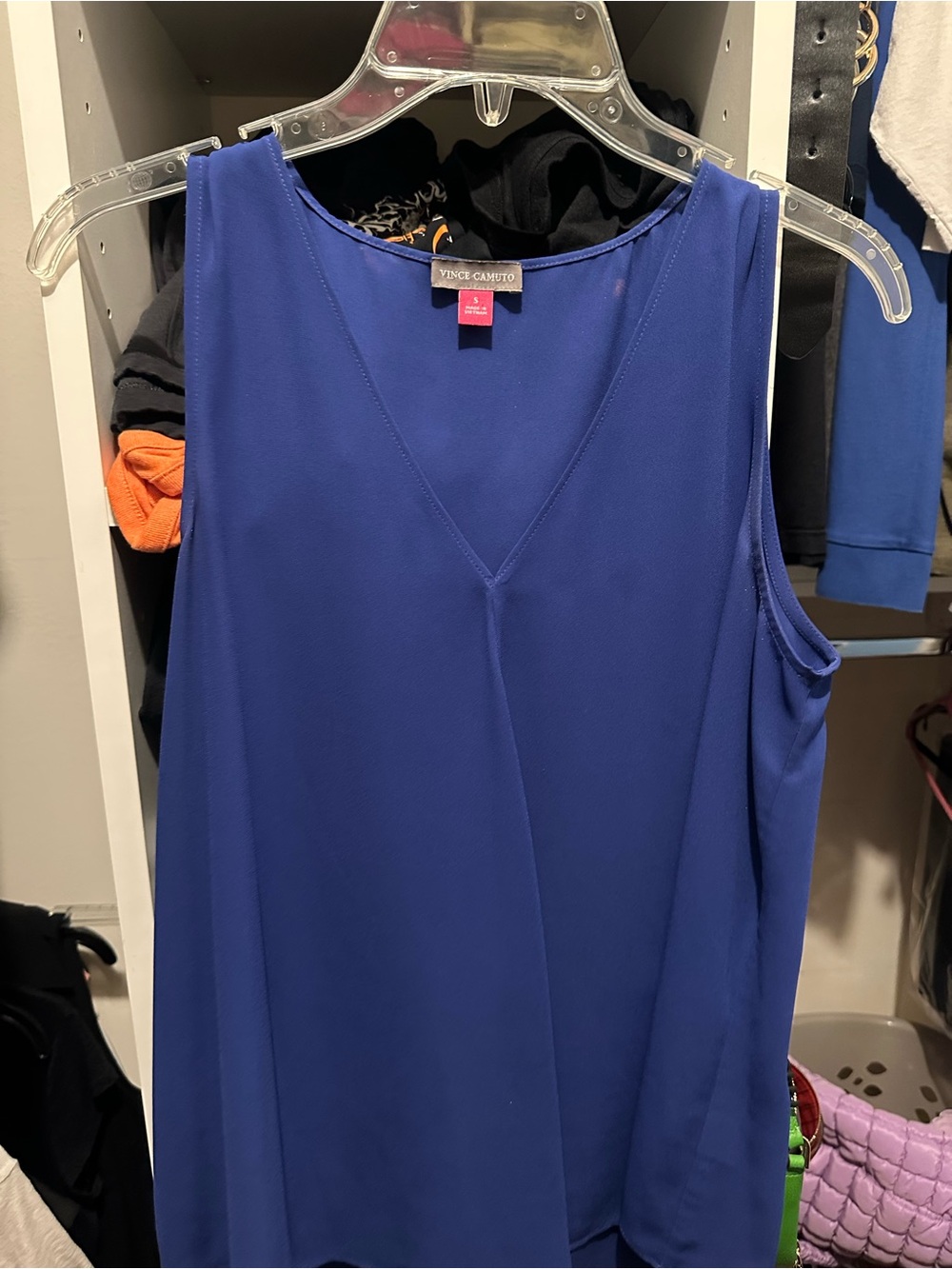 Vince Camuto Deep Blue V-Neck Sleeveless Camisole